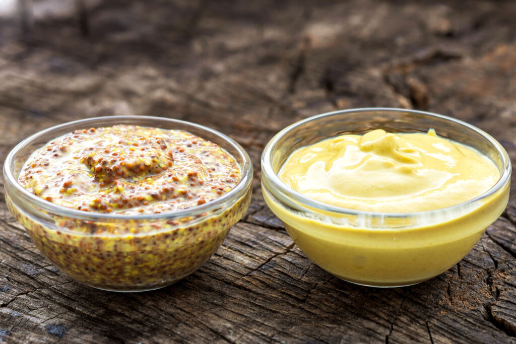 Examples of mustard, leading to the question, "Does mustard contain alcohol?"